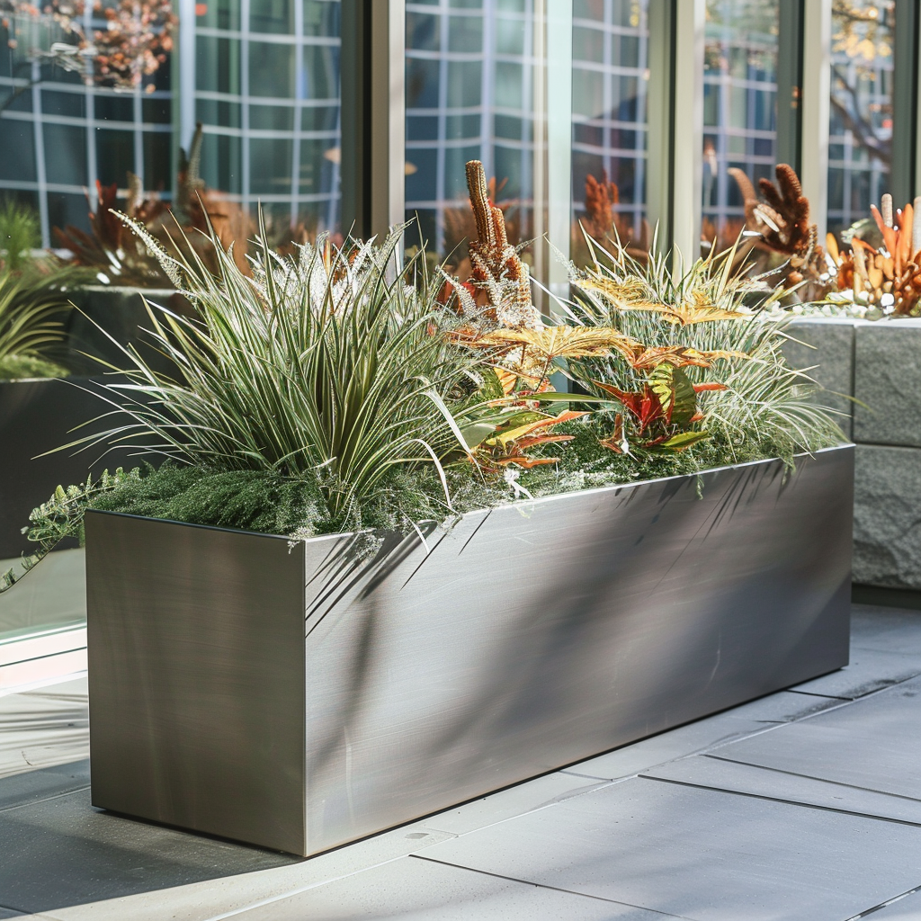 large steel plant pots Stainless Steel Planter – Big Metal Planters