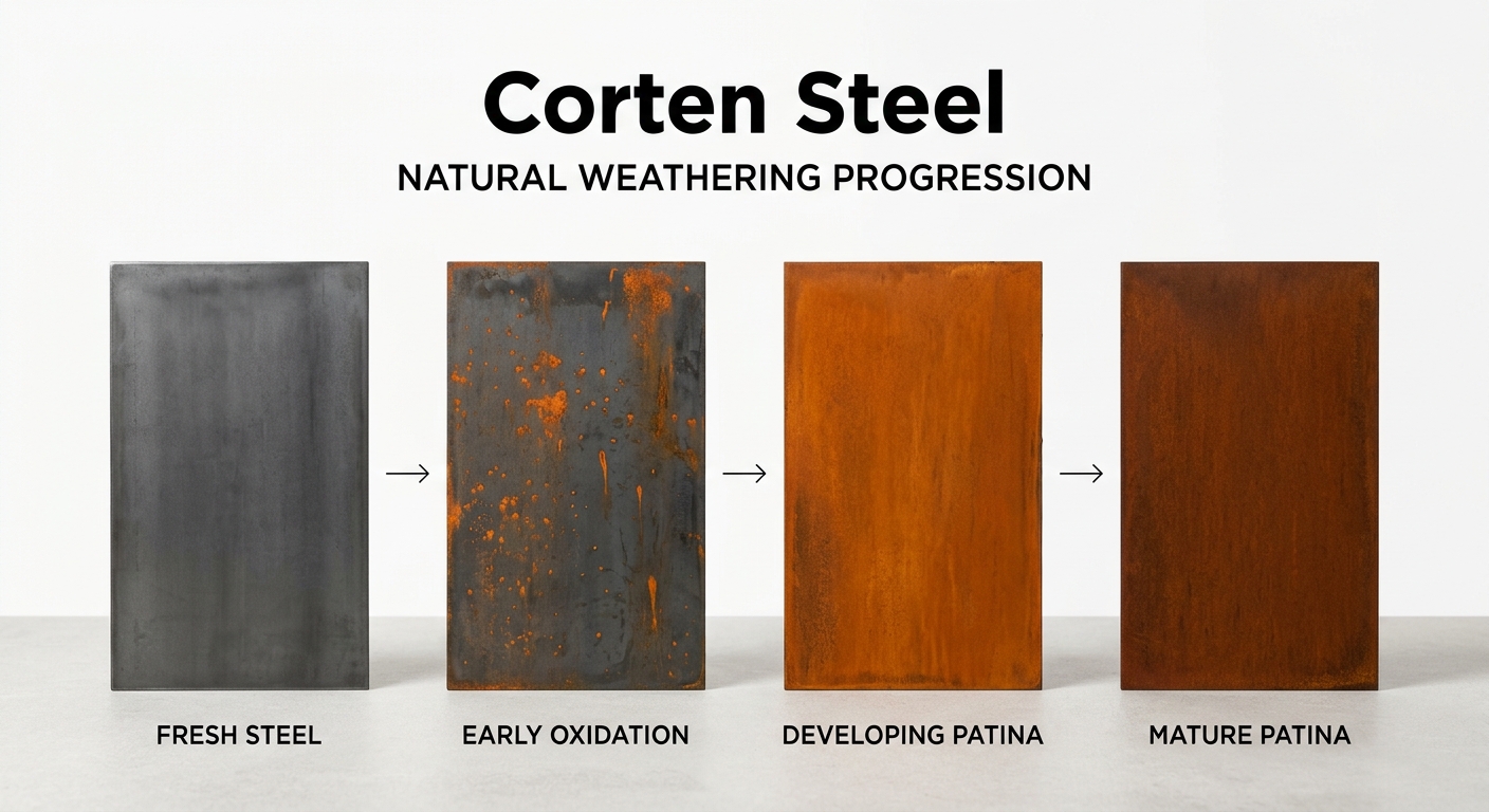 Corten steel weathing process